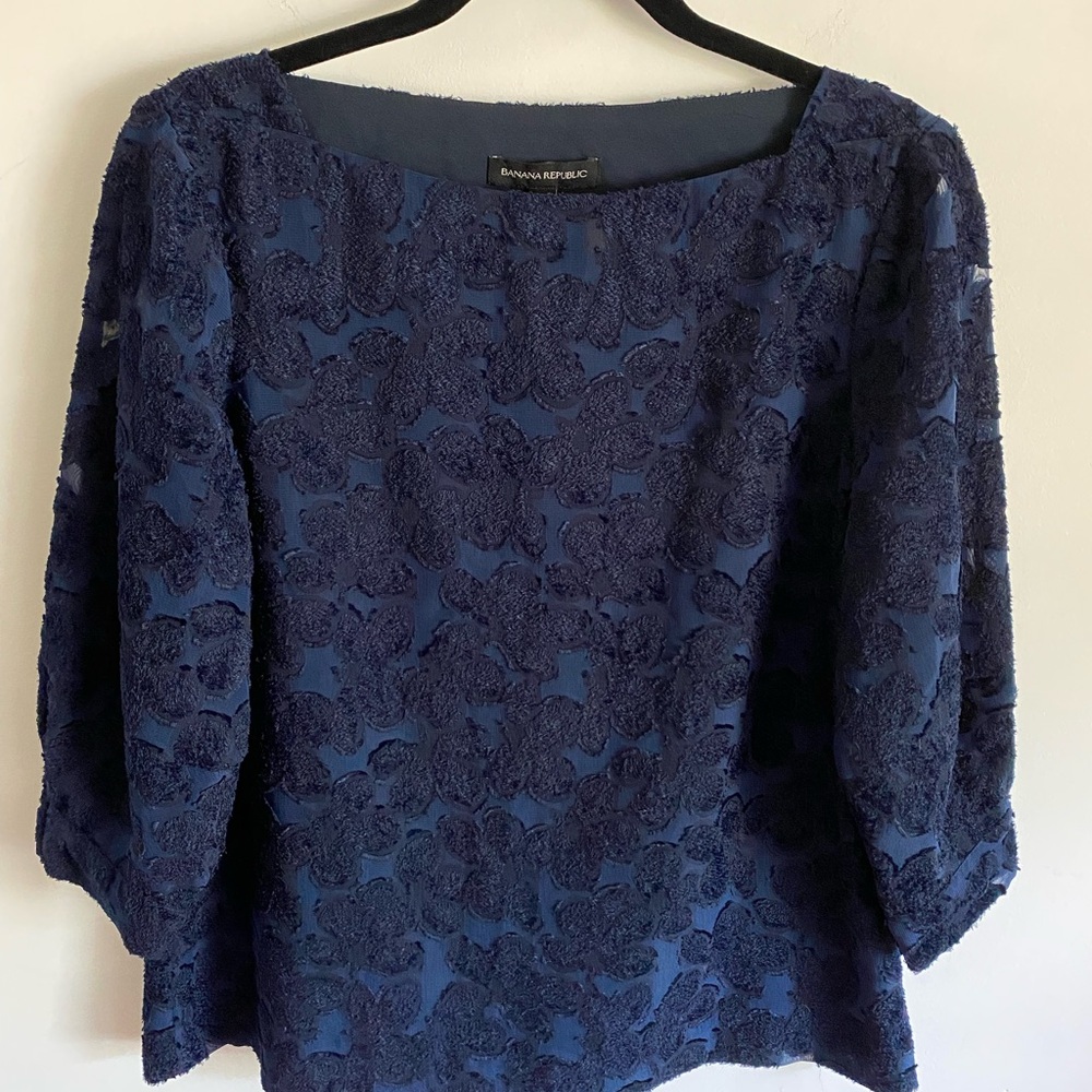 Banana Republic Deep Blue Textured Blouse